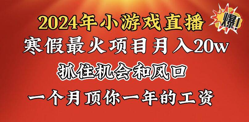 2024年寒假爆火项目，小游戏直播月入20w+，学会了之后你将翻身-选优云网创