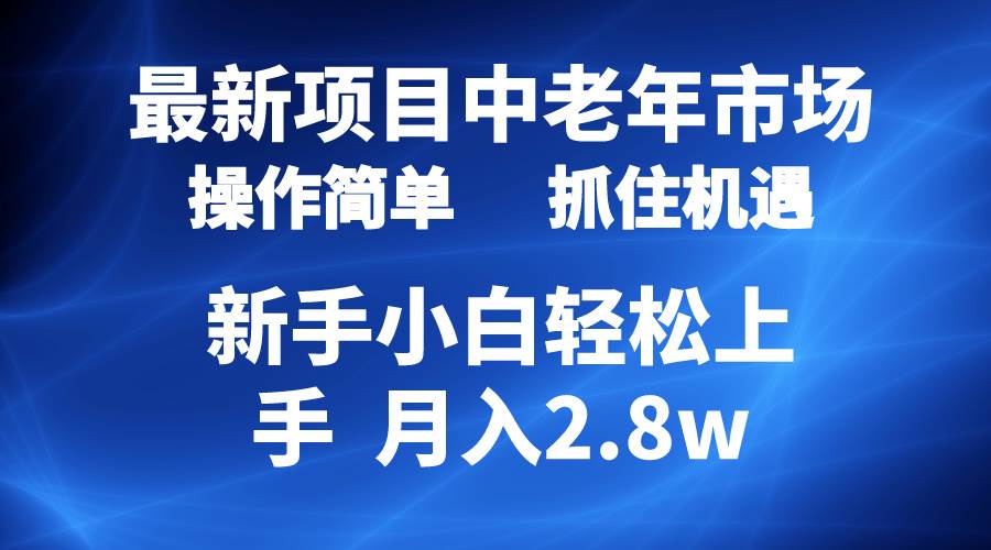 2024最新项目，中老年市场，起号简单，7条作品涨粉4000+，单月变现2.8w-选优云网创