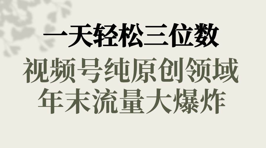 一天轻松三位数，视频号纯原创领域，春节童子送祝福，年末流量大爆炸-选优云网创