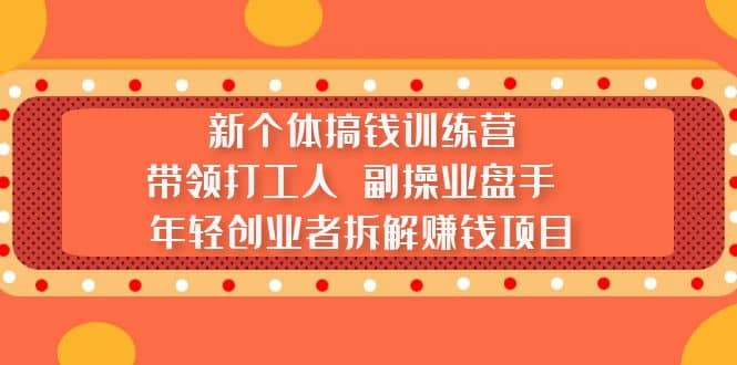 新个体搞钱训练营：带领打工人 副操业盘手 年轻创业者拆解赚钱项目-选优云网创