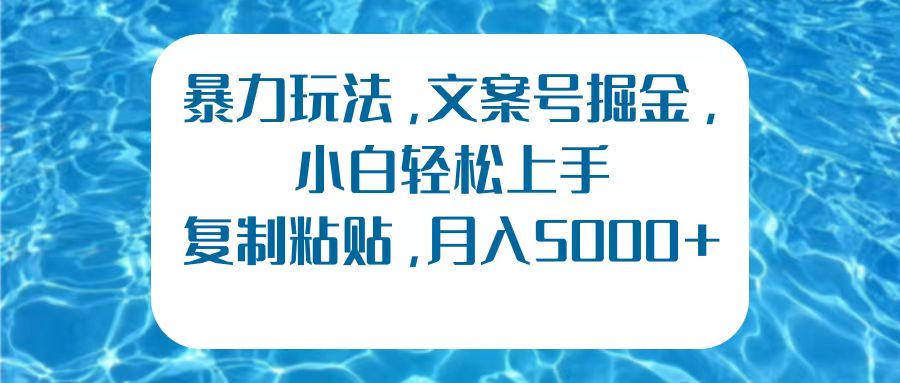 暴力玩法，文案号掘金，小白轻松上手，复制粘贴，月入5000+-选优云网创