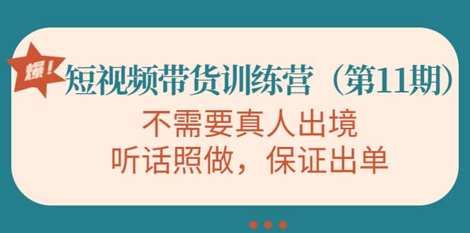 短视频带货训练营（第11期），不需要真人出境，听话照做，保证出单-选优云网创