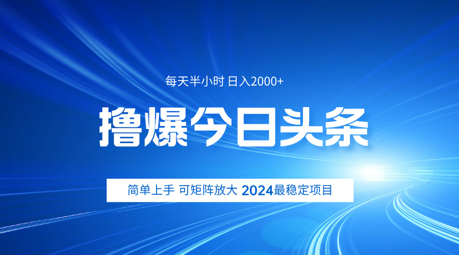 撸爆今日头条，简单无脑日入2000+-选优云网创