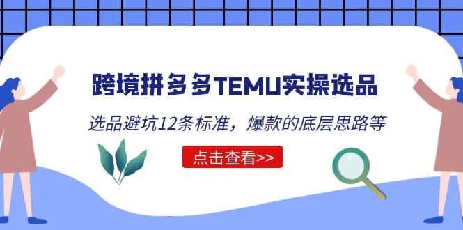 跨境拼多多TEMU实操选品运营方法，选品避坑12条标准，爆款的底层思路等-选优云网创