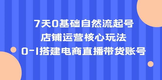 7天0基础自然流起号，店铺运营核心玩法，0-1搭建电商直播带货账号-选优云网创