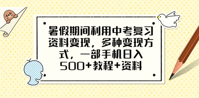 暑假期间利用中考复习资料变现，多种变现方式，一部手机日入500+教程+资料-选优云网创