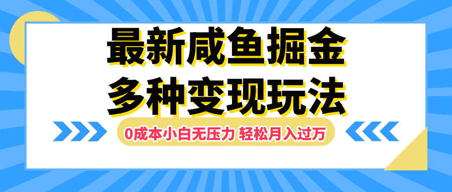 最新咸鱼掘金玩法，更新玩法，0成本小白无压力，多种变现轻松月入过万-选优云网创