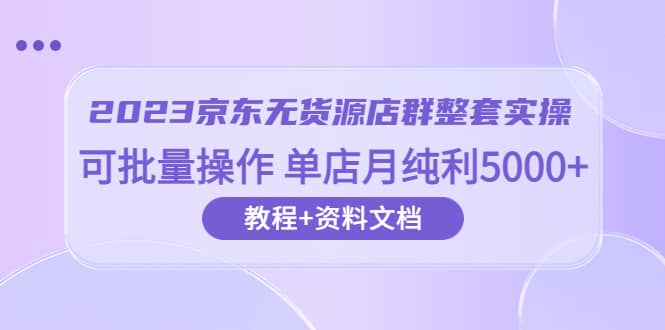 2023京东-无货源店群整套实操 可批量操作 单店月纯利5000+63节课+资料文档-选优云网创