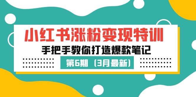 小红书涨粉变现特训·第6期，手把手教你打造爆款笔记（3月新课）-选优云网创