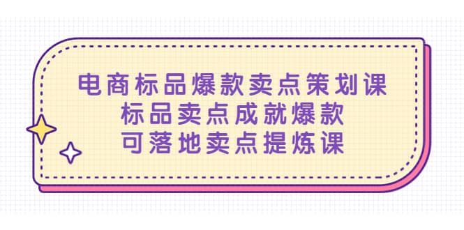 电商标品爆款卖点策划课，标品卖点成就爆款，可落地卖点提炼课-选优云网创