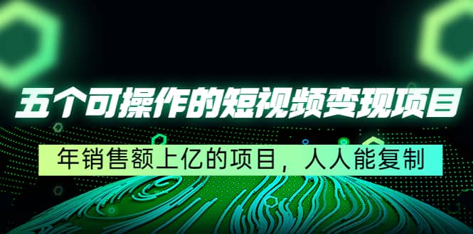 五个可操作的短视频变现项目：年销售额上亿的项目，人人能复制-选优云网创