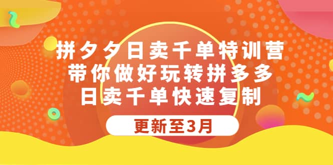 拼夕夕日卖千单特训营，带你做好玩转拼多多，日卖千单快速复制 (更新至3月)-选优云网创