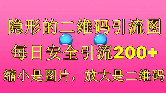 隐形的二维码引流图，缩小是图片，放大是二维码，每日安全引流200+-选优云网创