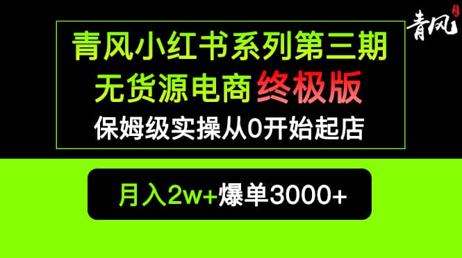 小红书无货源电商爆单终极版【视频教程+实战手册】保姆级实操从0起店爆单-选优云网创