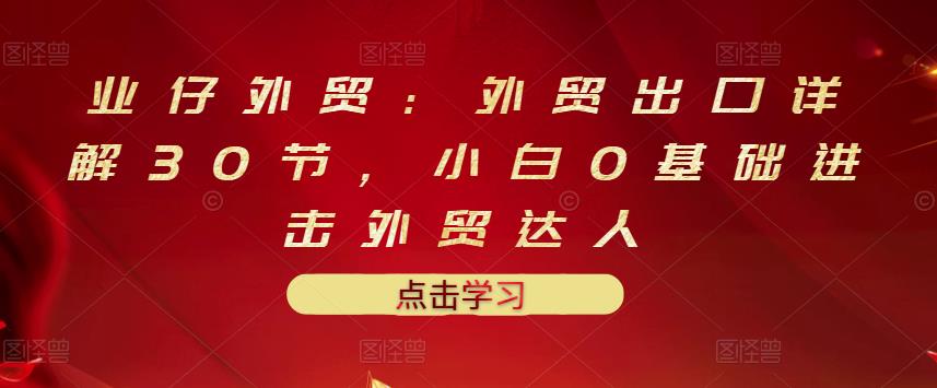 业仔外贸：外贸出口详解30节，小白0基础进击外贸达人 价值666元-选优云网创