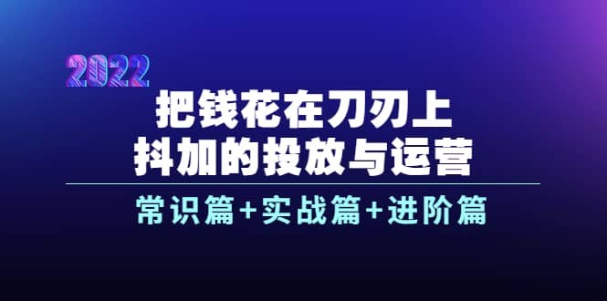 把钱花在刀刃上，抖加的投放与运营：常识篇+实战篇+进阶篇（28节课）-选优云网创