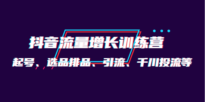 月销1.6亿实操团队·抖音流量增长训练营：起号、选品排品、引流 千川投流等-选优云网创