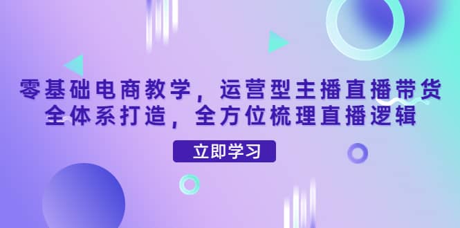 零基础电商教学，运营型主播直播带货全体系打造，全方位梳理直播逻辑-选优云网创