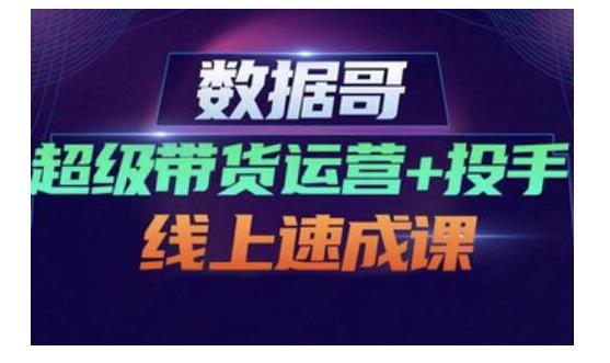 数据哥·超级带货运营+投手线上速成课，快速提升运营和熟悉学会投手技巧-选优云网创