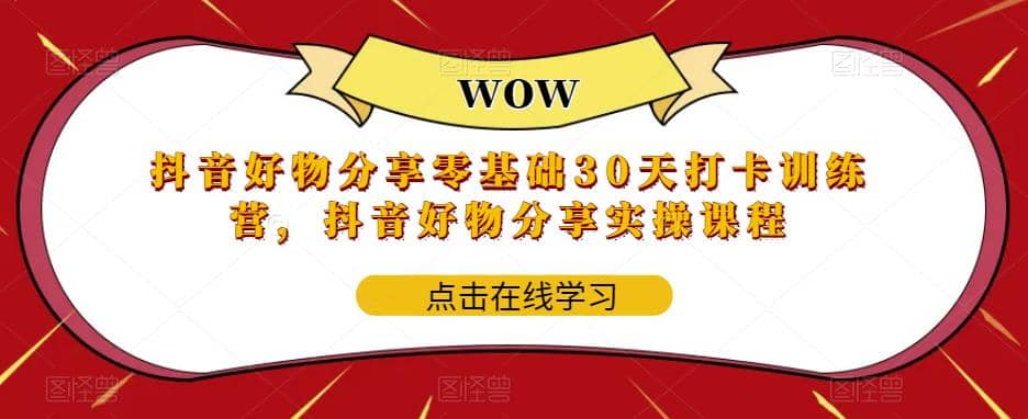 抖音好物分享0基础30天-打卡特训营，抖音好物分享实操课程-选优云网创