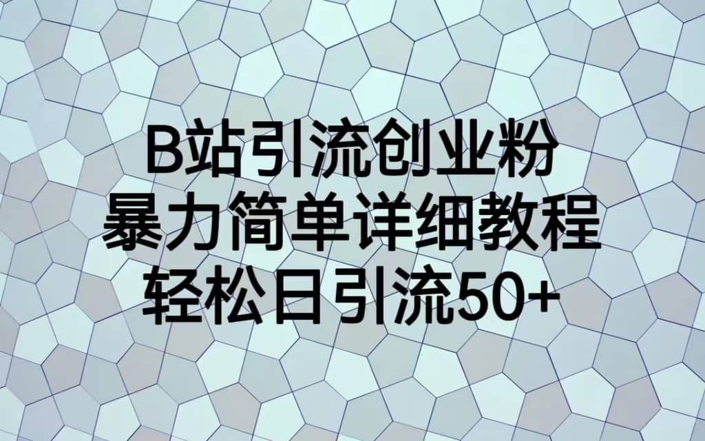 B站引流创业粉，暴力简单详细教程，轻松日引流50+-选优云网创