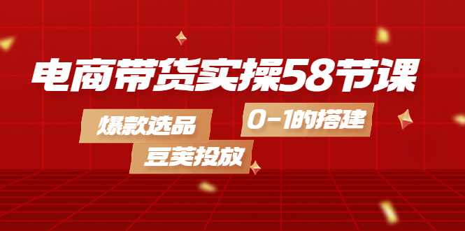 电商带货实操58节课，爆款选品，豆荚投放，0-1的搭建-选优云网创