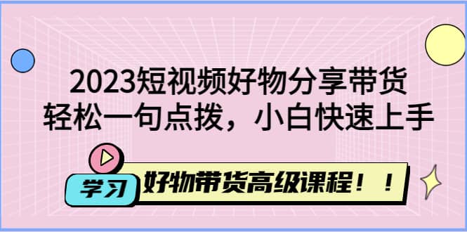 2023短视频好物分享带货，好物带货高级课程，轻松一句点拨，小白快速上手-选优云网创