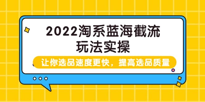 2022淘系蓝海截流玩法实操：让你选品速度更快，提高选品质量（价值599）-选优云网创