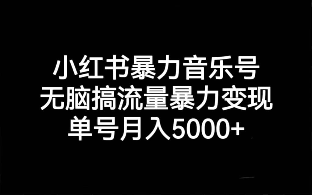 小红书暴力音乐号，无脑搞流量暴力变现，单号月入5000+-选优云网创