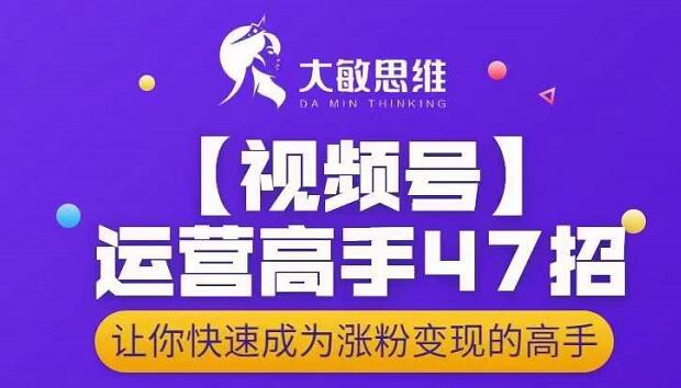 大敏思维-视频号运营高手47招，让你快速成为涨粉变现高手-选优云网创