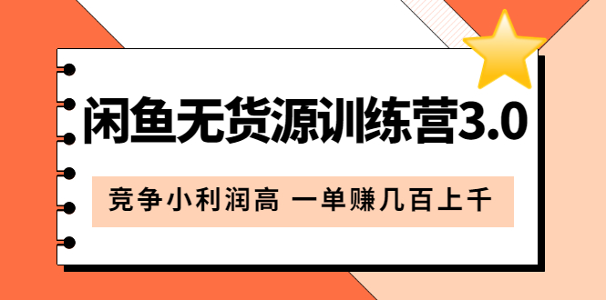 闲鱼无货源训练营3.0：竞争小利润高 一单赚几百上千（教程+手册）第3次更新-选优云网创