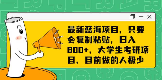 最新蓝海项目，只要会复制粘贴，日入800+，大学生考研项目，目前做的人极少-选优云网创