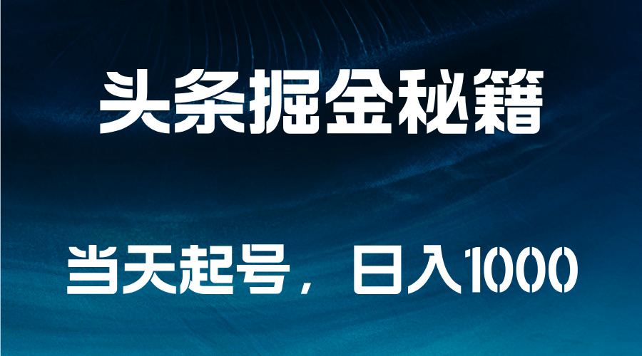 头条掘金秘籍，当天起号，日入1000+-选优云网创