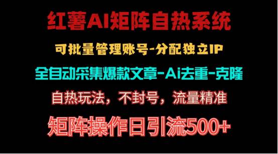 红薯矩阵自热系统，独家不死号引流玩法！矩阵操作日引流500+-选优云网创