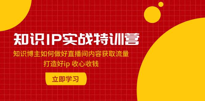 知识IP实战特训营：知识博主如何做好直播间内容获取流量 打造好ip 收心收钱-选优云网创