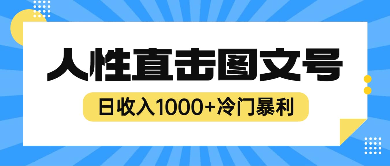 2023最新冷门暴利赚钱项目，人性直击图文号，日收入1000+【视频教程】-选优云网创