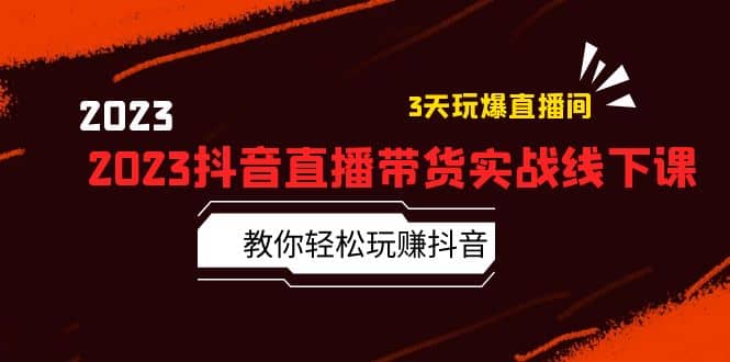 2023抖音直播带货实战线下课：教你轻松玩赚抖音，3天玩爆·直播间-选优云网创