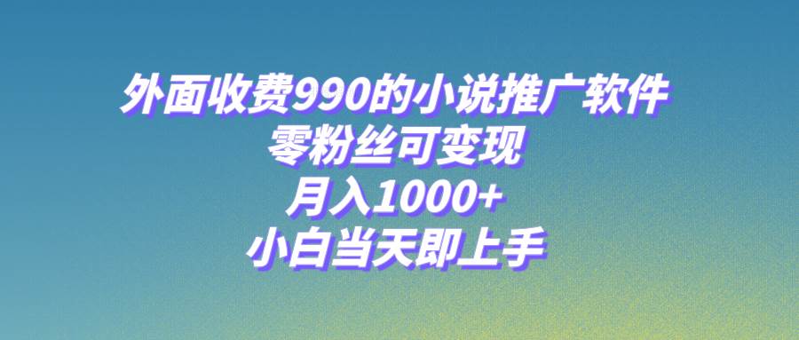 小说推广软件，零粉丝可变现，月入1000+，小白当天即上手【附189G素材】-选优云网创