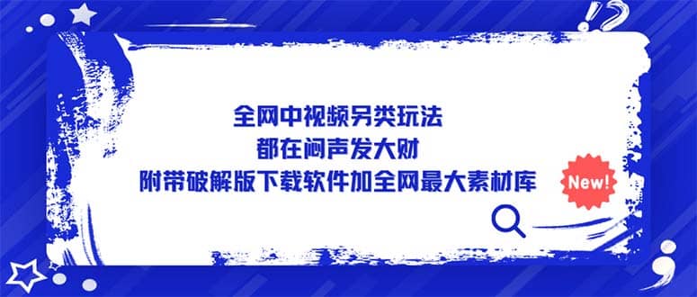 全网中视频另类玩法，都在闷声发大财，附带下载软件加全网最大素材库-选优云网创