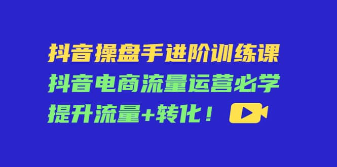 抖音操盘手进阶训练课：抖音电商流量运营必学，提升流量+转化-选优云网创