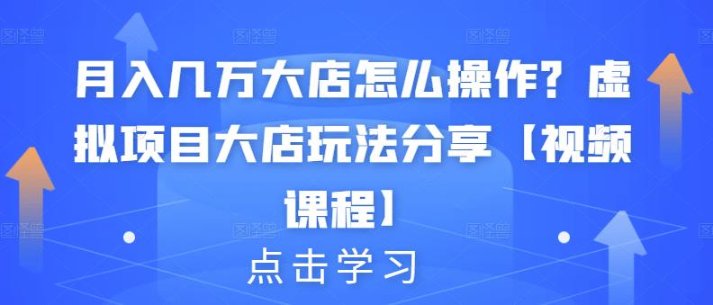 月入几万大店怎么操作？虚拟项目大店玩法分享【视频课程】-选优云网创