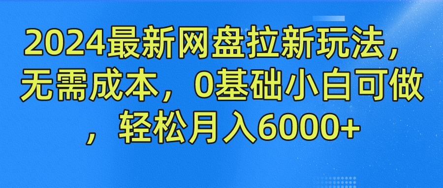 2024最新网盘拉新玩法，无需成本，0基础小白可做，轻松月入6000+-选优云网创