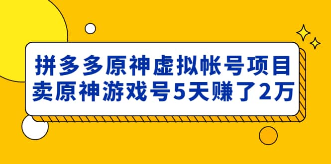 外面卖2980的拼多多原神虚拟帐号项目-选优云网创