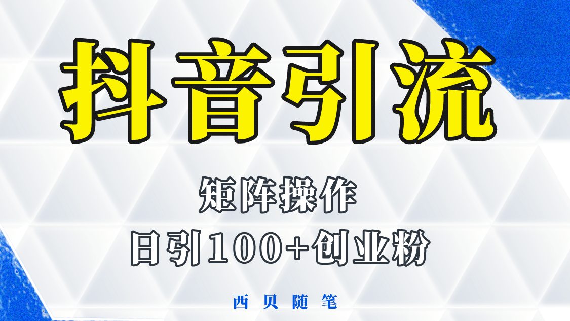 抖音引流术，矩阵操作，一天能引100多创业粉-选优云网创