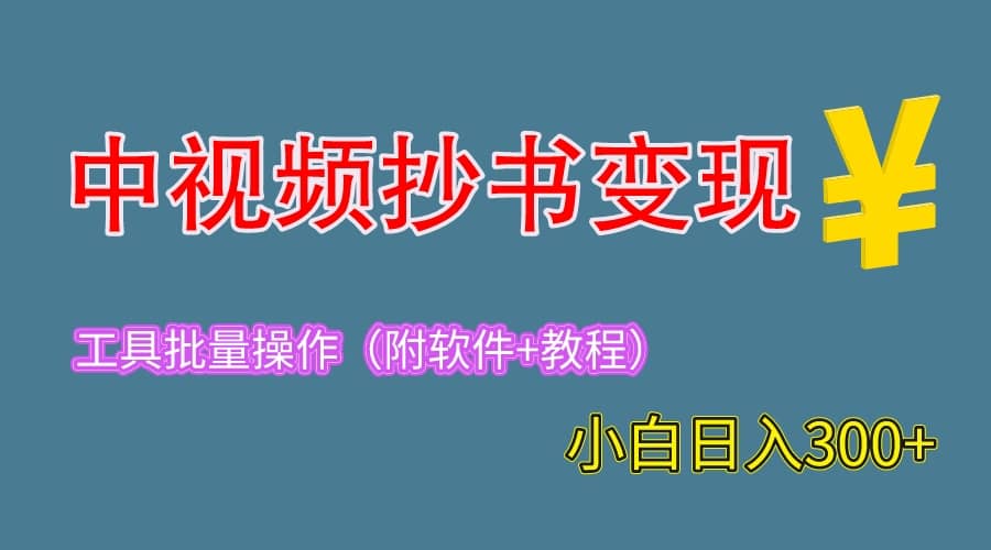 2023中视频抄书变现（附工具+教程），一天300+，特别适合新手操作的副业-选优云网创