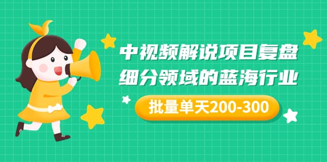 某付费文章：中视频解说项目复盘：细分领域的蓝海行业 批量单天200-300收益-选优云网创