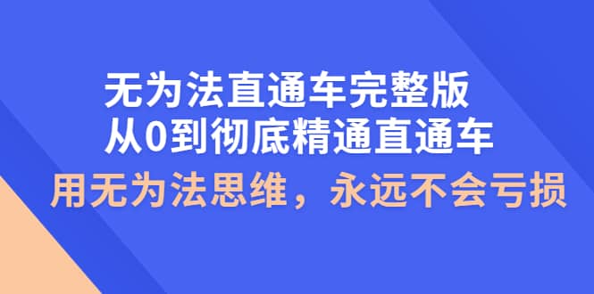 无为法直通车完整版：从0到彻底精通直通车，用无为法思维，永远不会亏损-选优云网创