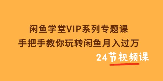 闲鱼学堂VIP系列专题课：手把手教你玩转闲鱼月入过万（共24节视频课）-选优云网创