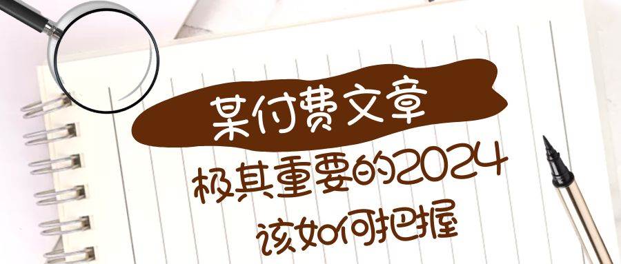 极其重要的2024该如何把握？【某公众号付费文章】-选优云网创