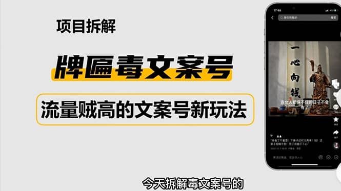 2023抖音快手毒文案新玩法，牌匾文案号，起号快易变现-选优云网创